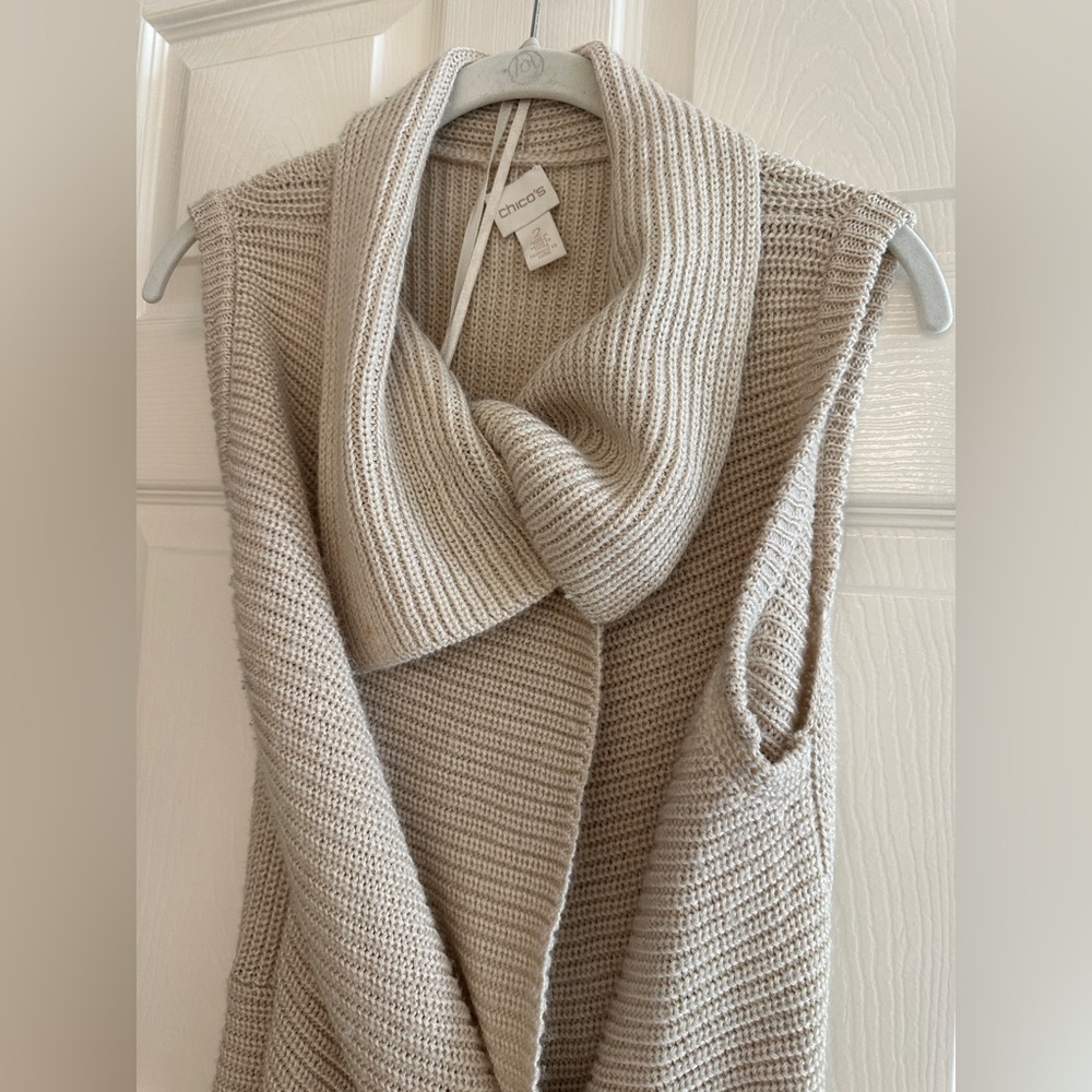 Chico's Cream Cowl Neck Sweater Vest - Picture 3 of 6